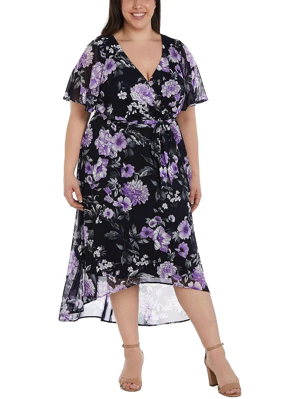 Chic Clothing For Women Best-Sellers Plus Womens Mesh Floral Midi Dress