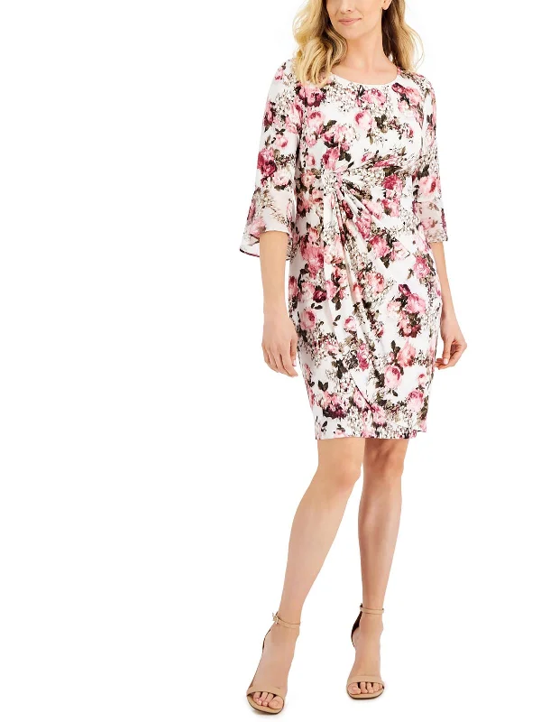 Women's High-Fashion Attire Chic Style Plus Womens Floral Knee Sheath Dress