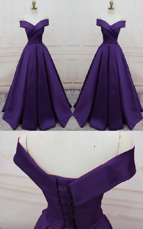 Women's Trendy Outfit Limited Styles dark purple long formal prom dress ,long evening party Gown off shoulder   cg14991