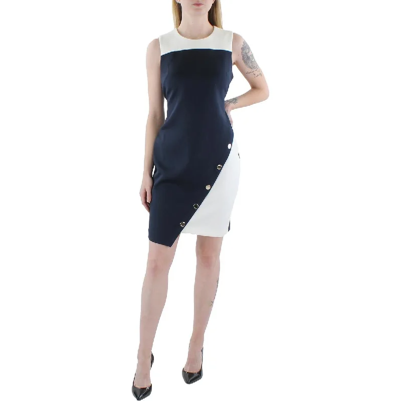 Women's Garments Cool Prices Tommy Hilfiger Womens Petites Sleeveless Asymmetric Bodycon Dress