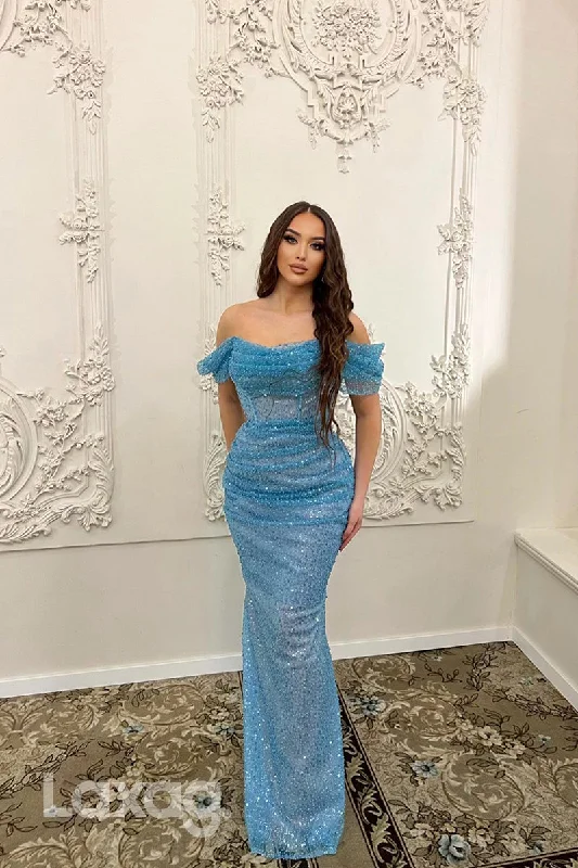 Classic Clothes For Women Exclusive Discount 22161 - Off Shoulder Illusion Beaded Sleek Satin  Mermaid Party Prom Formal Dress