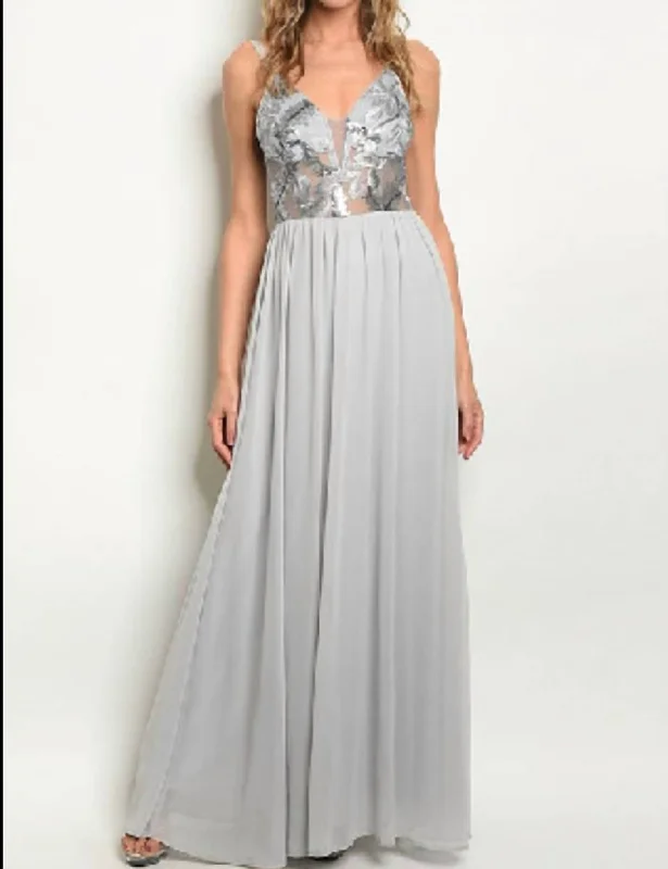 Affordable Fashion Clothing For Women Evening Looks Embroidered Grey Boho Maxi Dress