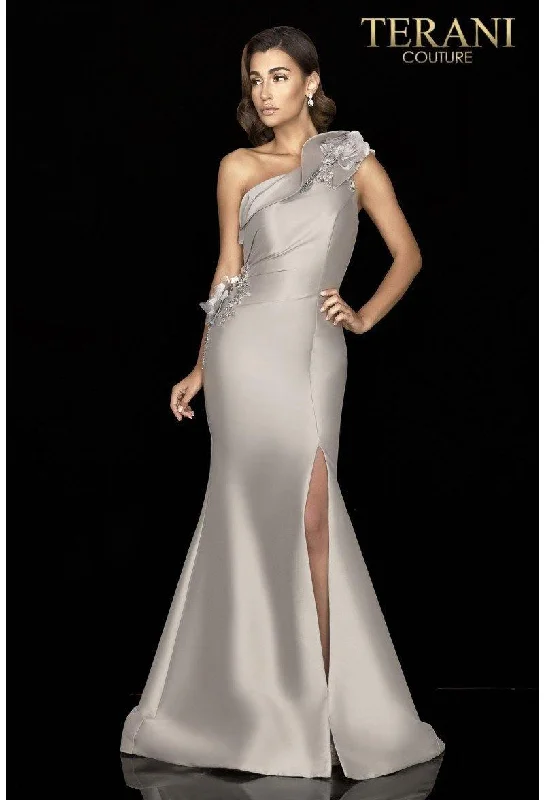 Women's Trendy Casual Outfit Winter Warm - Up Sale Taupe Ivory 8 Terani Couture 2011E2427 Long Evening Gown Sale