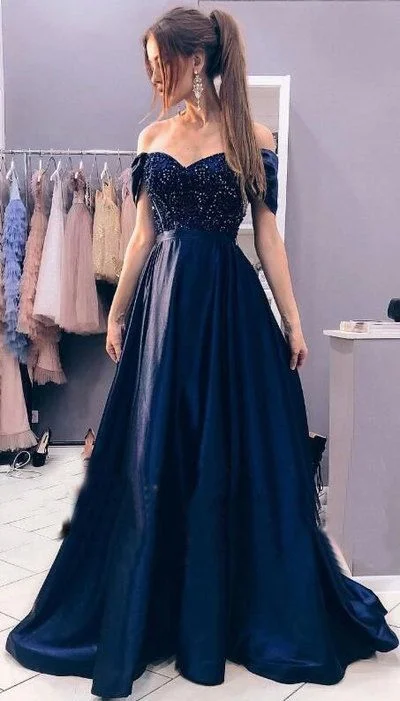 Classic Clothes For Women Elevate Your Wardrobe Off the Shoulder Long Prom Dresses with Rhinstone, Evening Party Gowns cg5351