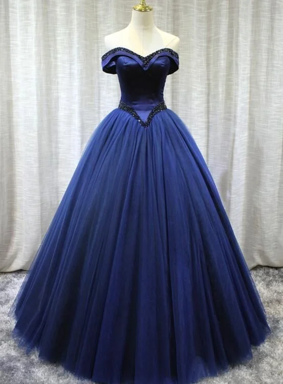 Women's Evening Clothing Summer Fashion Beautiful Handmade Off Shoulder Tulle Sweet 16 Gown, Long Formal prom Gowns   cg15457