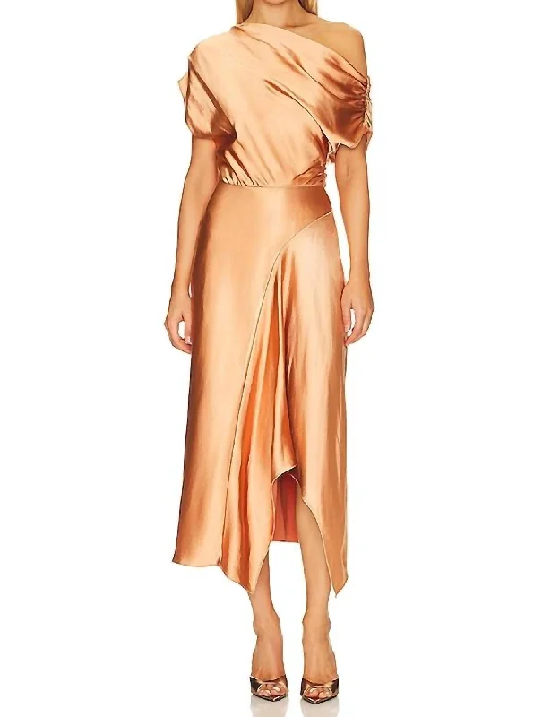 Women's Chic Apparel Beat The Heat In Tropical Styles Jasmine Midi Dress In Sandstone