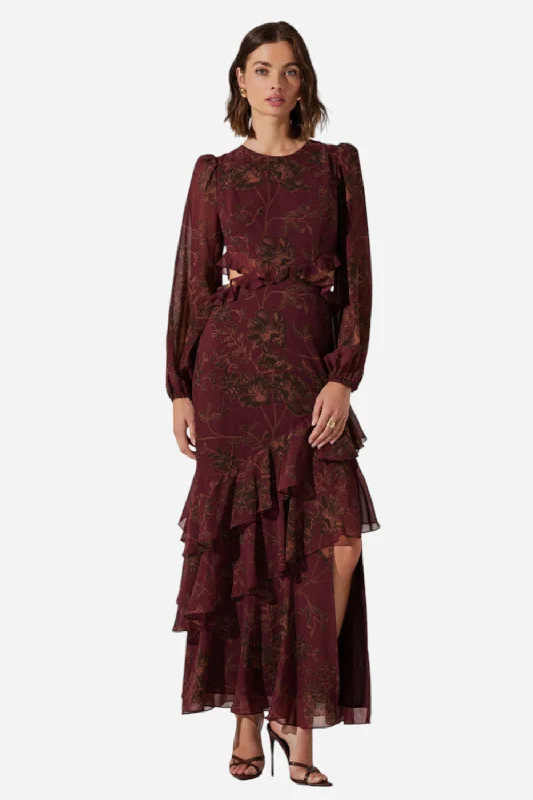 Women's Clothes And Apparel Sets Wardrobe Refresh ASTR The Label Biella Dress in Plum Brown Floral