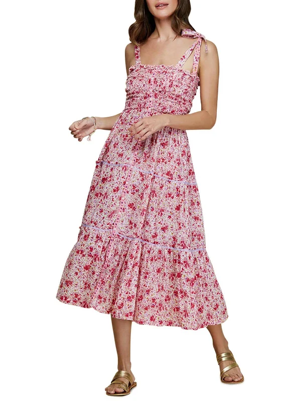 Women's High-Fashion Attire Limited Styles Womens Floral Print Hi-Low Midi Dress