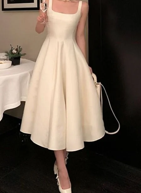 Vintage-Inspired Garments Clearance Event Short Square Neckline Reception Wedding Dress