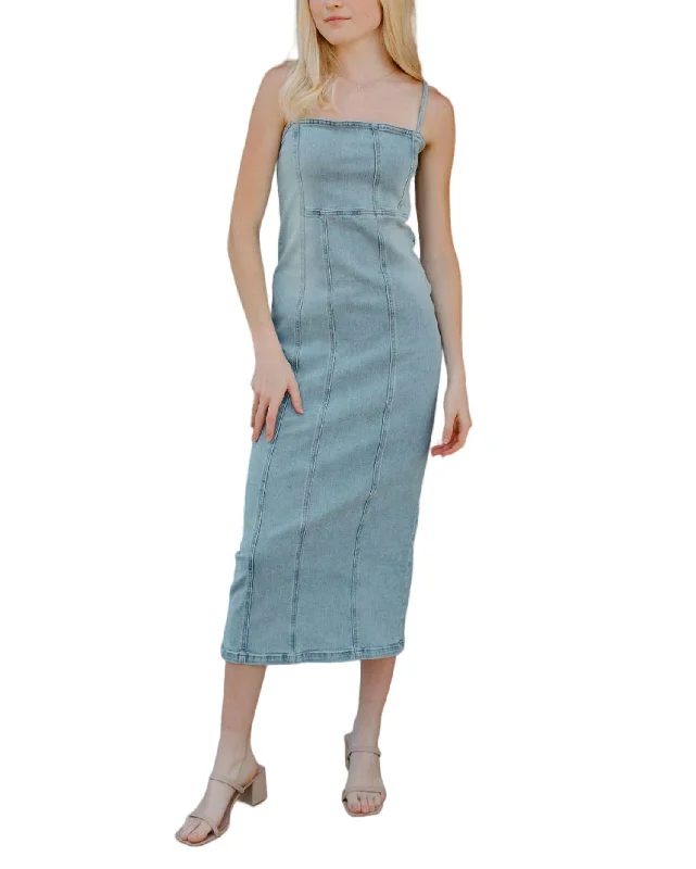 Women's Elegant Apparel Style Upgrade Denim Maxi Dress In Lt Wash