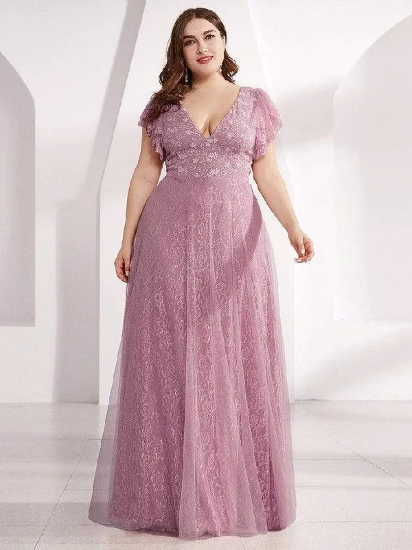 Women's Tailored Outfit Holiday Sale Plus Size A-Line Long V-Neck Formal Dress