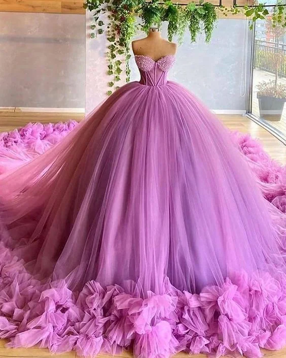 Chic Women's Outfit Pastel Styles Gorgeous Lavender Sweetheart Beading Bodice Tulle Ball Gown Prom Dresses   cg14986