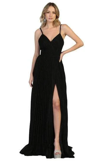 Modern Women's Attire Exclusive Sale May Queen - Sleeveless V-Neck Slit A-Line Dress MQ1795