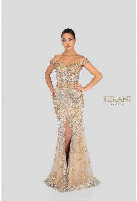 Women's Classic Outfit Clearance Event Terani Couture 1912GL9572 Formal Long Prom Dress