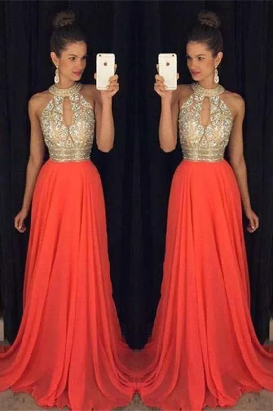 Plus-Size Women's Garments Exclusive Sale A-line Prom Dresses,Halter Prom Dresses,Prom Dresses For Teens,Red Prom Gowns,Beaded Prom Dress   cg14184