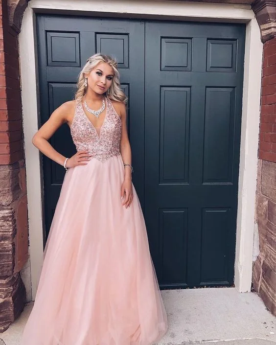 Casual Clothes For Women Seasonal Fashion Tulle Prom dress,A-Line Prom Dress,Beading Evening dress,V-Neck Prom Gown   cg13332