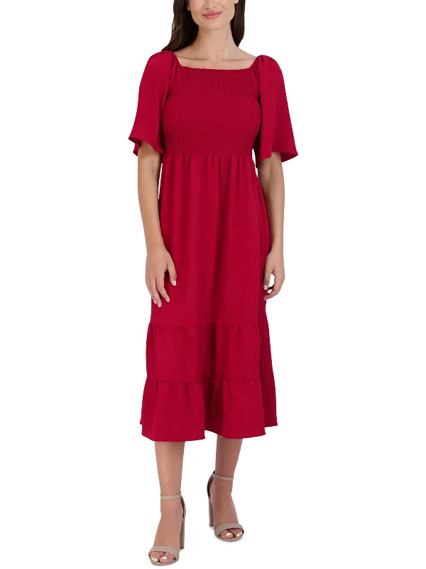 Women's Activewear Attire Fashion Essentials Womens Smocked Textured Maxi Dress