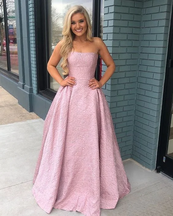 Women's Clothes For Outdoor Events Fashion Sale Princess Pink Prom Dress,Strapless Lace Ball Gowns,Evening Gowns   cg12775