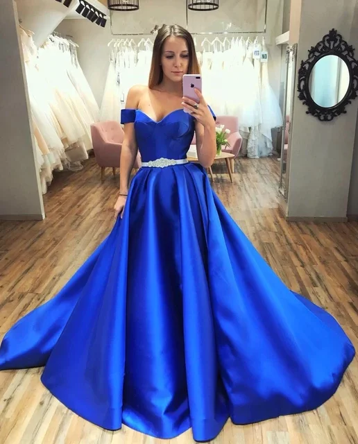 Sustainable Women's Clothing Feminine Soft - Hued Styles ROYAL BLUE PROM DRESSES, LONG PROM DRESS, PROM DRESS EVENING GOWN cg4864