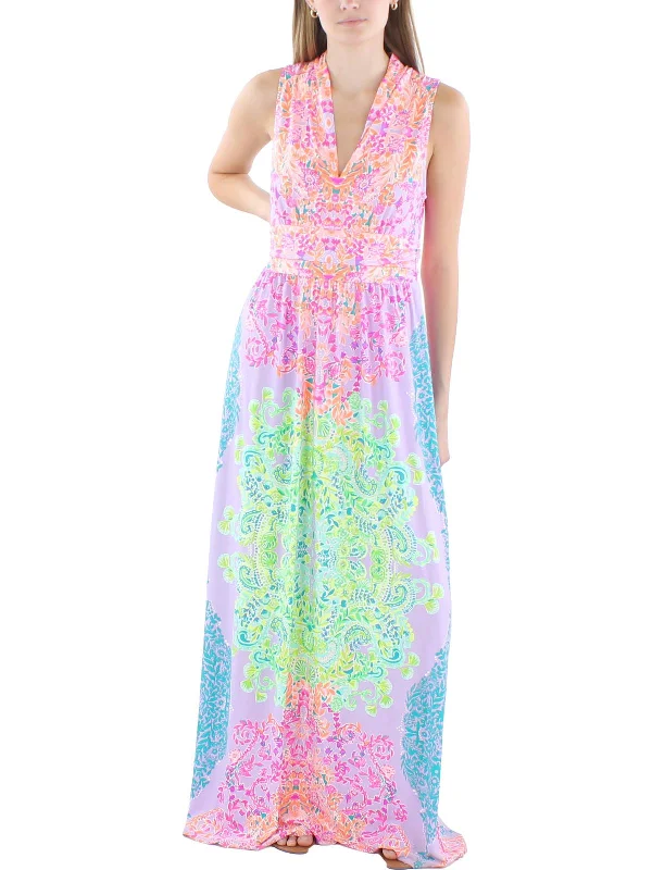 Fashion-Forward Women's Clothing Holiday Sale Womens Printed Rayon Maxi Dress