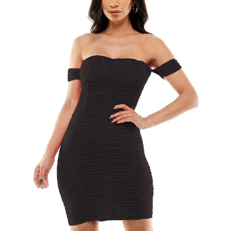 Women's Layered Outfit Seasonal Trends Jump Apparel Womens Ruched Mini Bodycon Dress