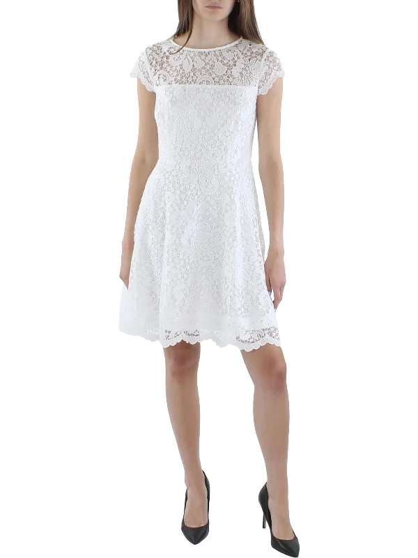 Women's Garments Chic Outfits Womens Floral Lace Fit & Flare Dress