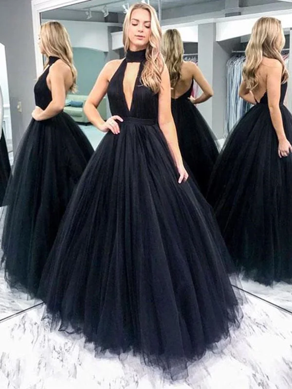 Women's Athletic Outfit Beat The Heat In Tropical Styles Halter Black Wedding Dresses V Neck Tulle Bridal Gown