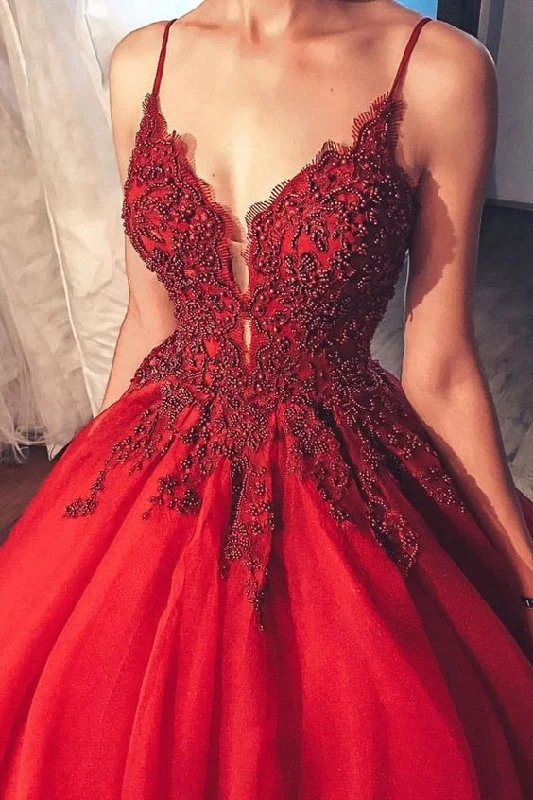 Women's High-End Clothing Wardrobe Update gorgeous red ball gown with beaded bodice Prom Dresses    cg15110