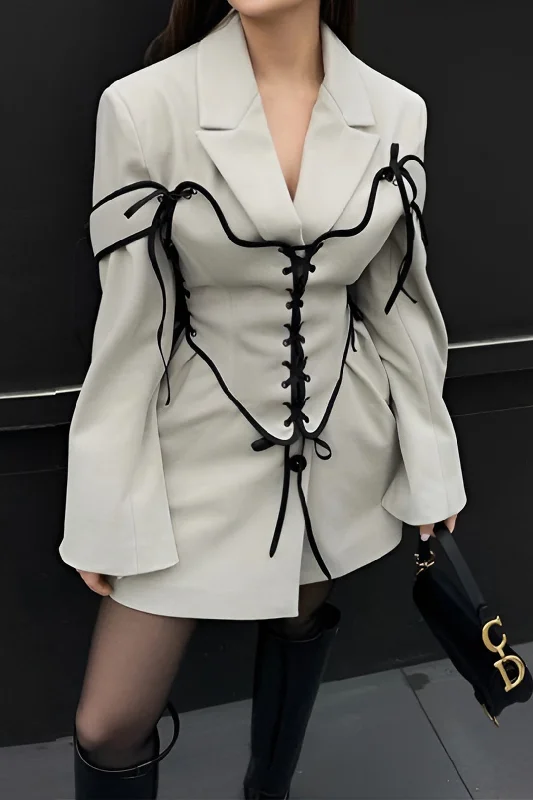 Women's Tops And Clothing Holiday Sale Bow Long Sleeve Dress And Corset Set