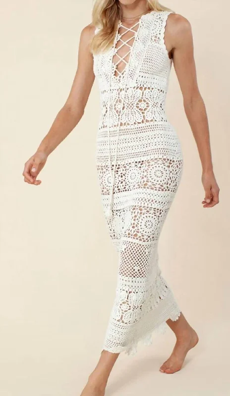 Formal Clothing For Women Evening Elegance Crochet Maxi Dress In White