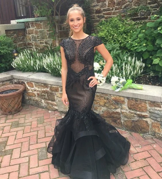 Women's Holiday Attire Spring Fling Sale Charming Prom Dress,Black Mermaid Evening Dress,Formal Evening Gown   cg14567