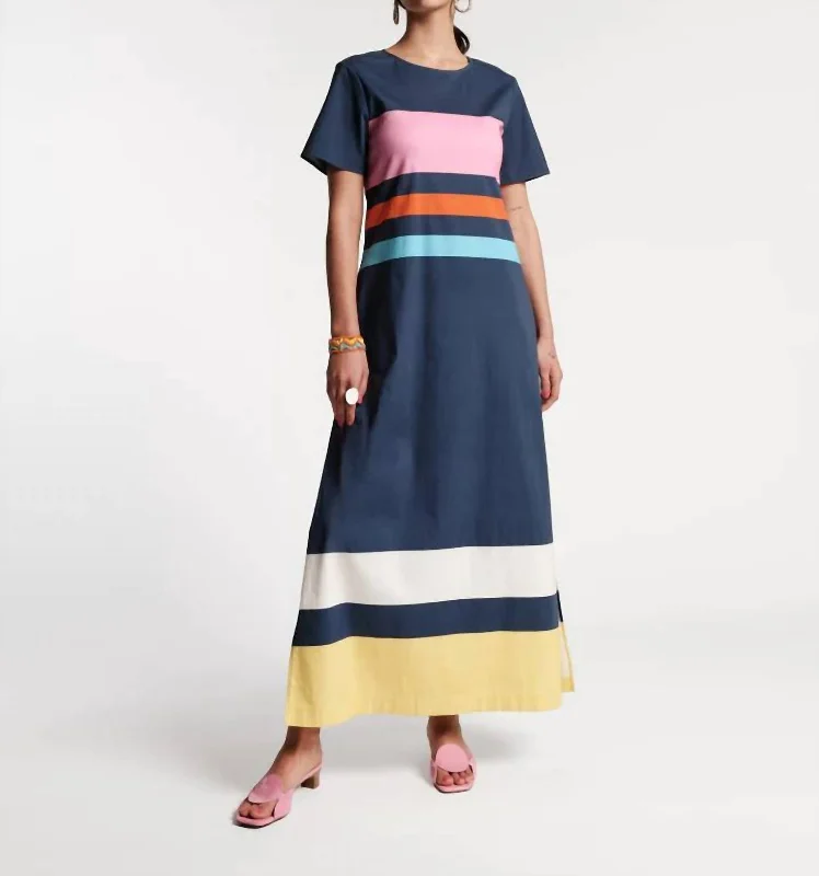 Stylish Women's Garments Casual Chic Vivi Beach Stripe Cotton Maxi Dress