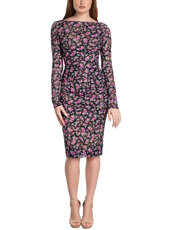 Women's Travel Attire Father'S Day Deals Womens Floral Ruched Midi Dress