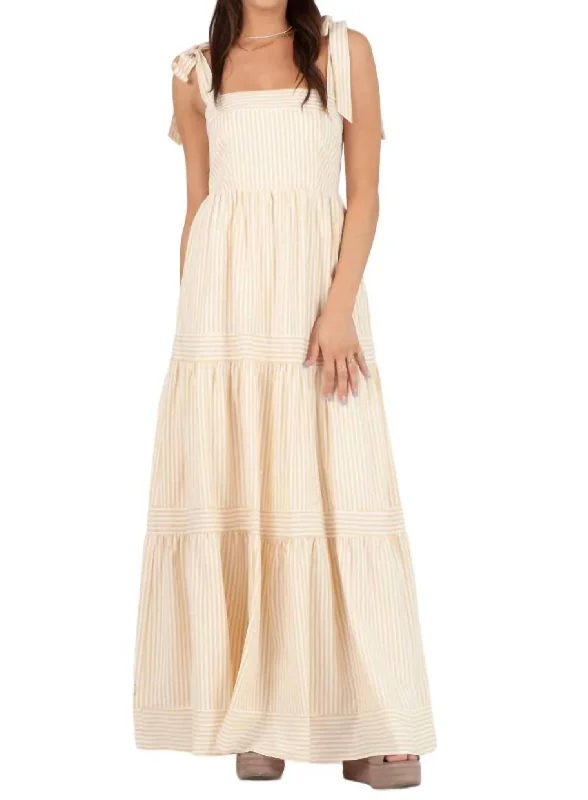 Women's Travel Apparel Fashion For Every Occasion Capri Stripe Maxi Dress In Cream