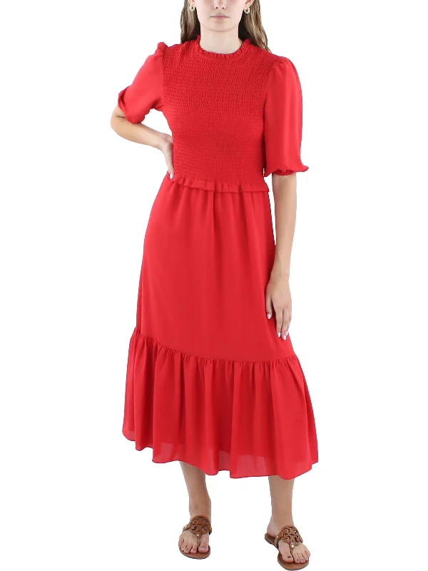 Women's Wedding Apparel Fashion-Forward Outfits Laurel Leaf Womens Ruffled Smocked Midi Dress