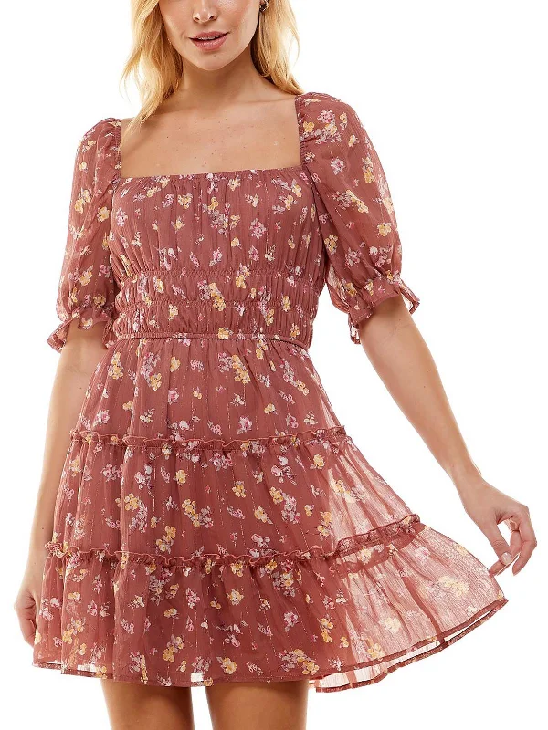 Women's Plus-Size Outfit Elevate Your Wardrobe Womens Floral Mini Fit & Flare Dress