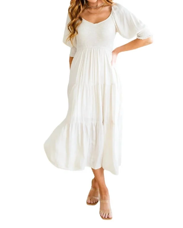 Women's Clothing Sets Save On Inspired Styles Bellisima Tiered Midi Dress In Off-White