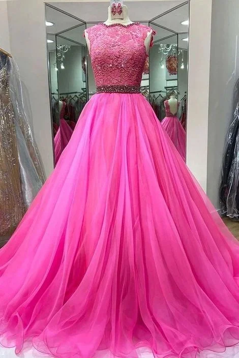 Women's Clothes For Special Occasions Evening Elegance Pink Tulle A Line Crystal Beaded Prom Dress Party Gowns Evening Dress    cg12944