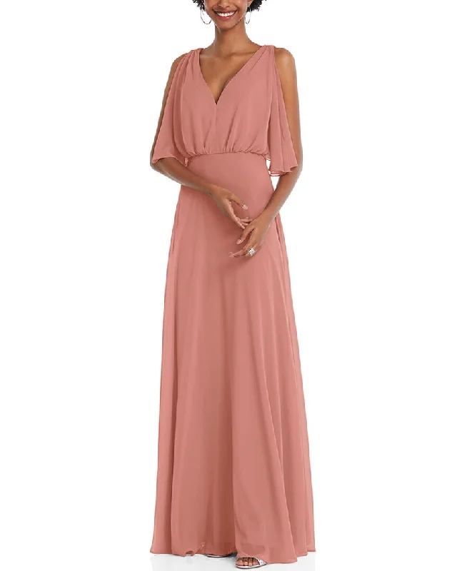 Women's Everyday Clothes Seasonal Sale After Six V-Neck Split Sleeve Blouson Bodice Maxi Dress