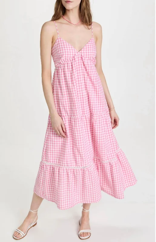 Comfortable Lounge Clothing Cool Prices Lets Go On A Date Maxi Dress In Pink Gingham