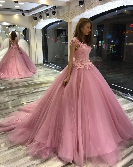 Women's Elegant Apparel Celebrate With Big Savings Pink Ball Gown Lace Appliques Beaded Brdial Gowns prom dress  cg13661