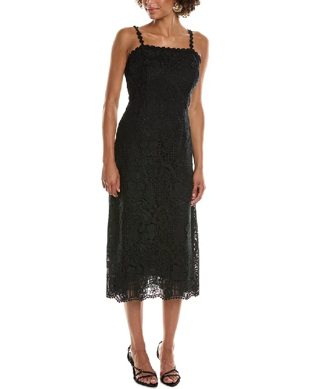 Women's Apparel And Garments Trend Alert Teri Jon by Rickie Freeman Lace Fitted Midi Dress