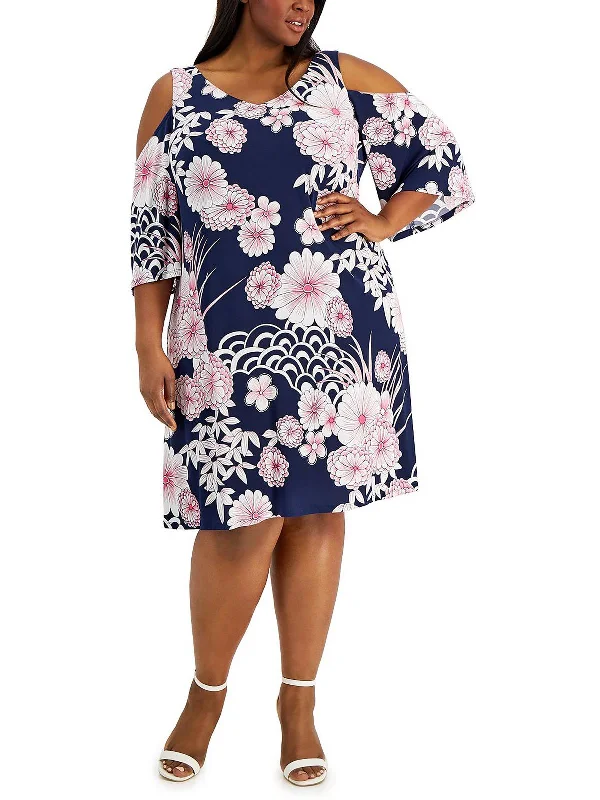 Formal Clothing For Women Save Big Plus Womens Floral Cold Shoulder Mini Dress