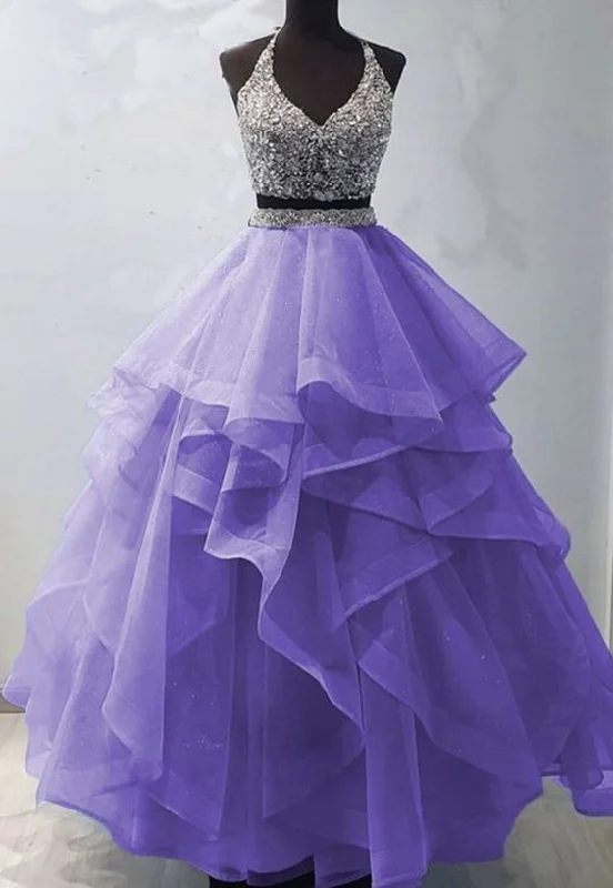 Women's Seasonal Clothing Discounts On Casual Weekend Styles Two pieces tulle beads long prom gown evening dress    cg15357