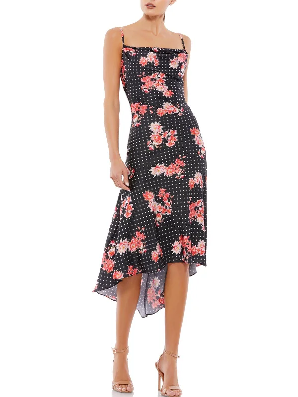 Women's Evening Apparel Spring Fling Sale Womens Floral Print Hi-Low Midi Dress