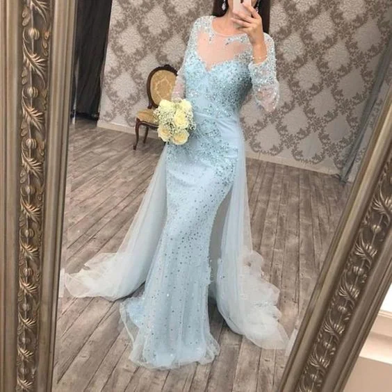 Women's Outerwear Apparel Big Savings On Rustic Countryside Styles 2020 Luxurious Beading Crystals Mermaid Evening Dresses Long Sleeves Detachable Train Formal prom Party Gowns  cg13872