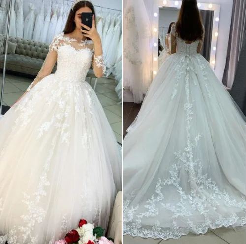 Stylish And Comfortable Clothing For Women Buy More, Save More Hot Ball Gown Lace Wedding Dresses Long Sleeves Bridal Wear