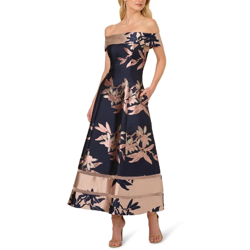 Vintage-Inspired Garments Fashion-Forward Outfits Womens Off-The-Shoulder Floral Fit & Flare Dress