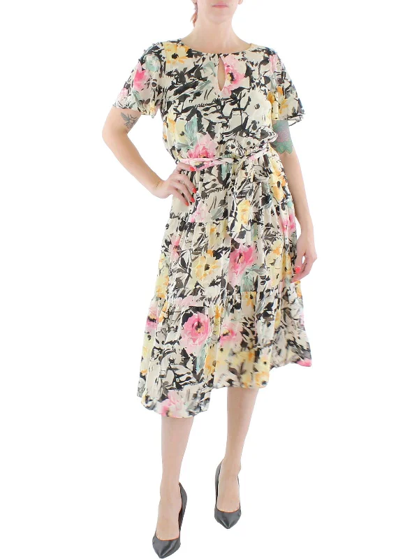 Comfortable Women's Clothing Hot Trends Womens Floral Print Calf Midi Dress