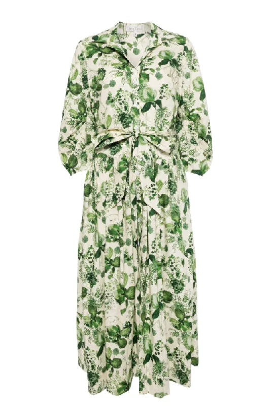 Women's Plus-Size Garments Fashion Sale Cara Cara Women's Raya Midi Dress, Olive Hanging Orchids